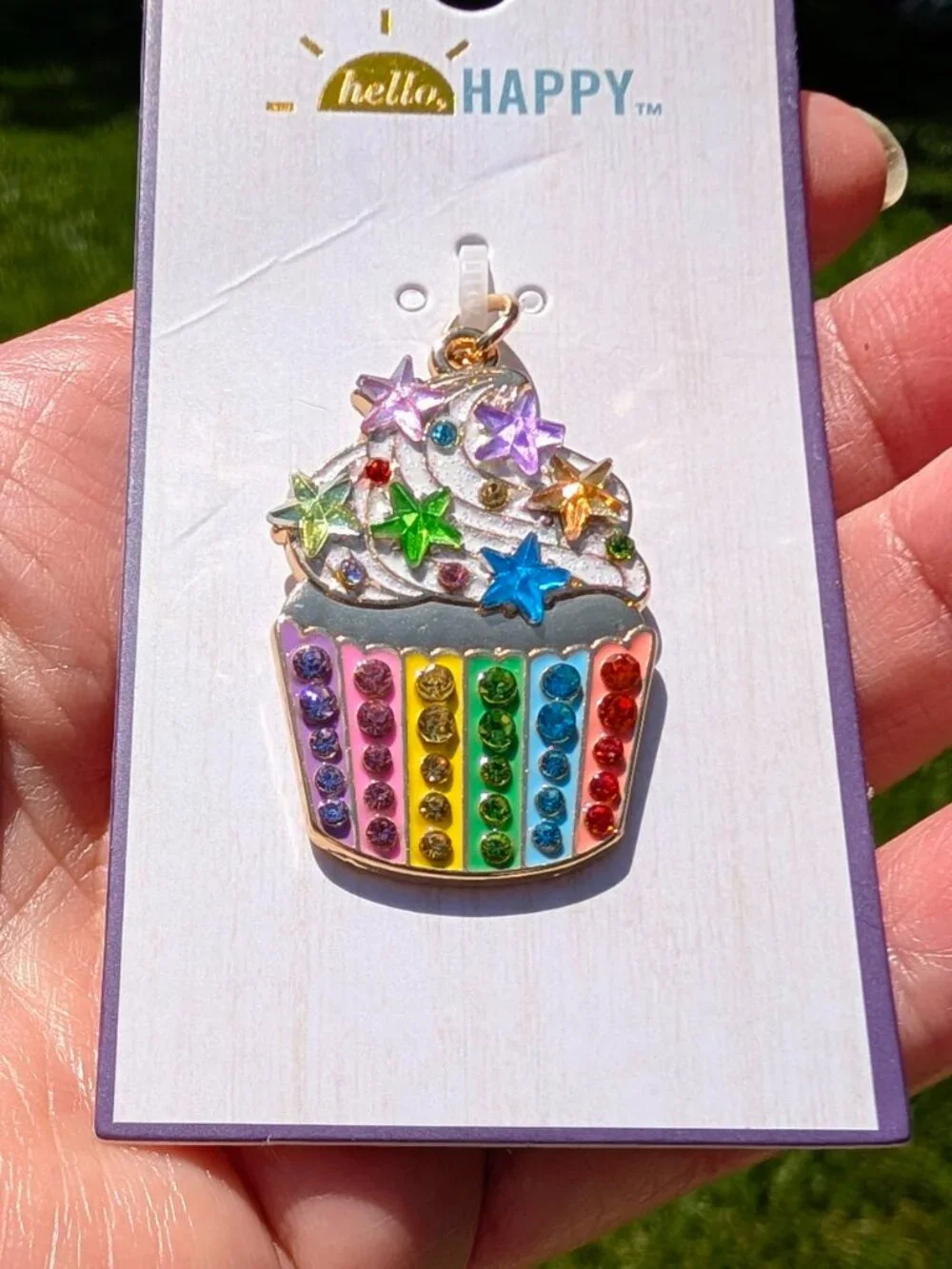 Hello Happy Cupcake Pendant Charm - NWT